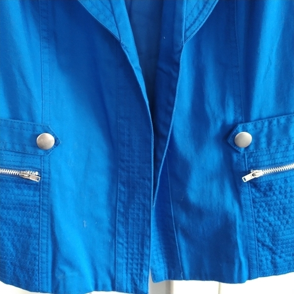 Dress Barn Blue Lightweight Cotton Spandex Open Front Jacket XL - Picture 2 of 10